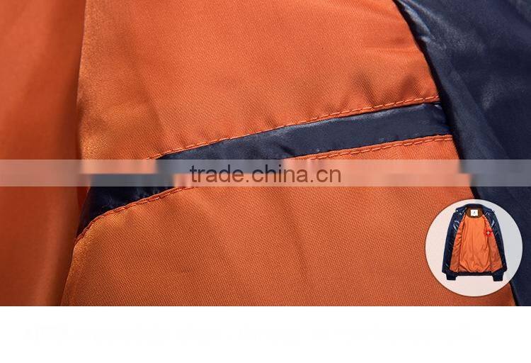 Mens Stand Collar Contrast Fabric Quilting Jacket With Elbow Patch