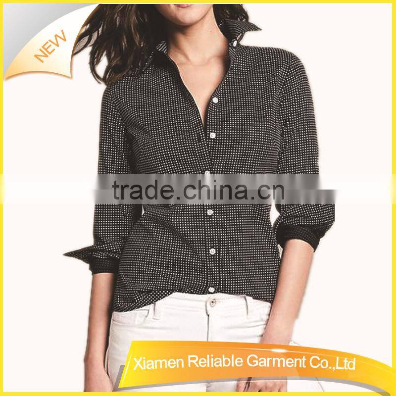 Dot black fashion button china import shirt for women