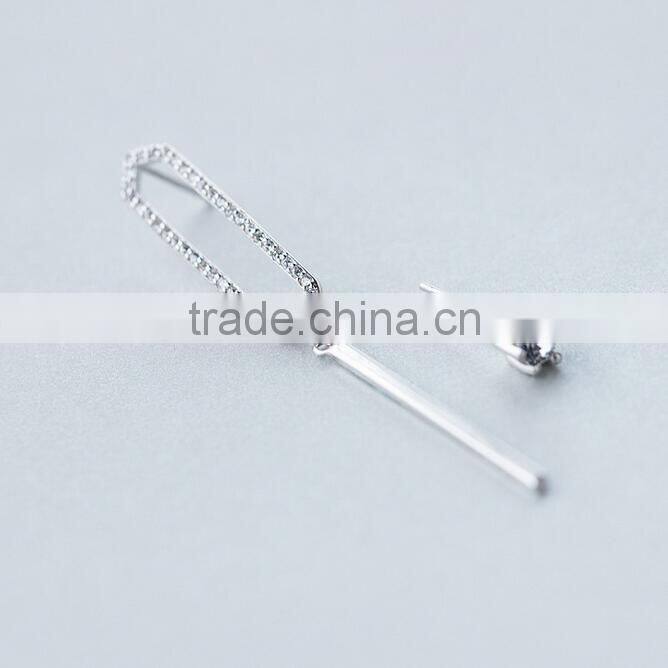 F20063N Silver Irregular geometric shape Diamond Earring