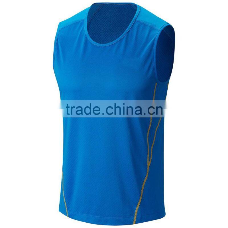 man sleeveless o-neck polyester t-shirt for sports