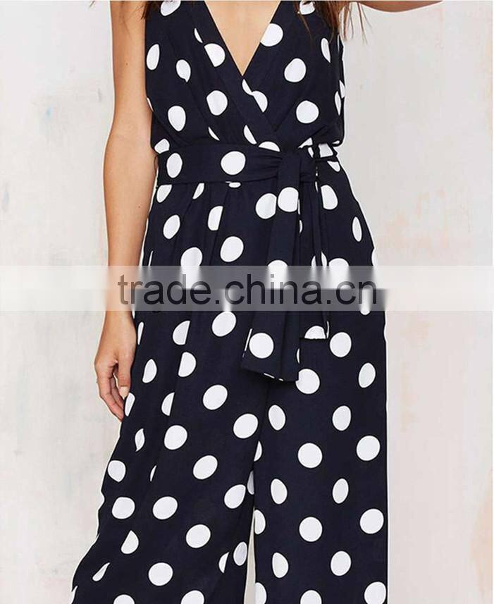 Women Sexy V-neck Backless Jumpsuit Dot Print Womens Romper For Wholesale
