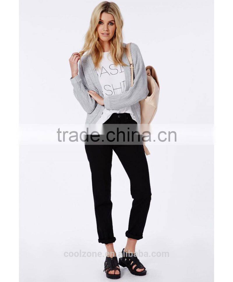 Loose fit long sleeve high quality cardigan Lady blouse