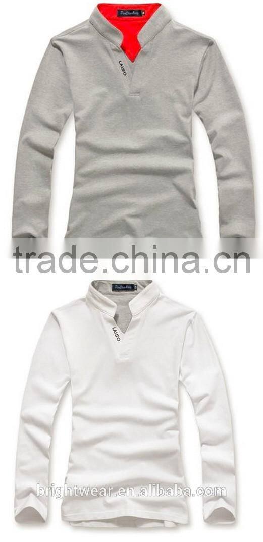 Men's 96%combed cotton 4%spandex polo shirt with stand collar