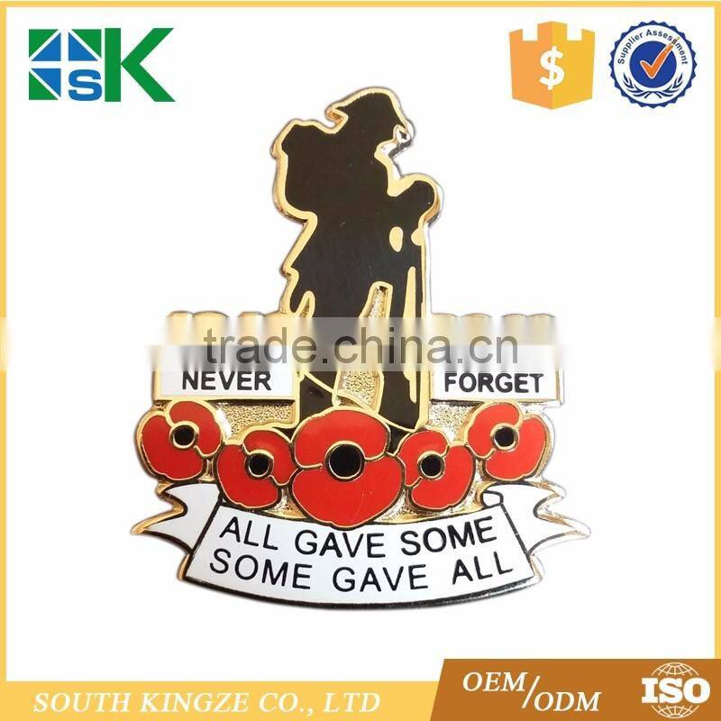 Customized 1916-2016 100 Years Anniversary WW1 Souvenir Gold Plated Poppy Metal Pin