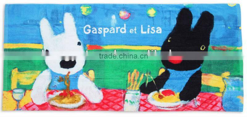 OEM 100%cotton velour reactive printed promo towel