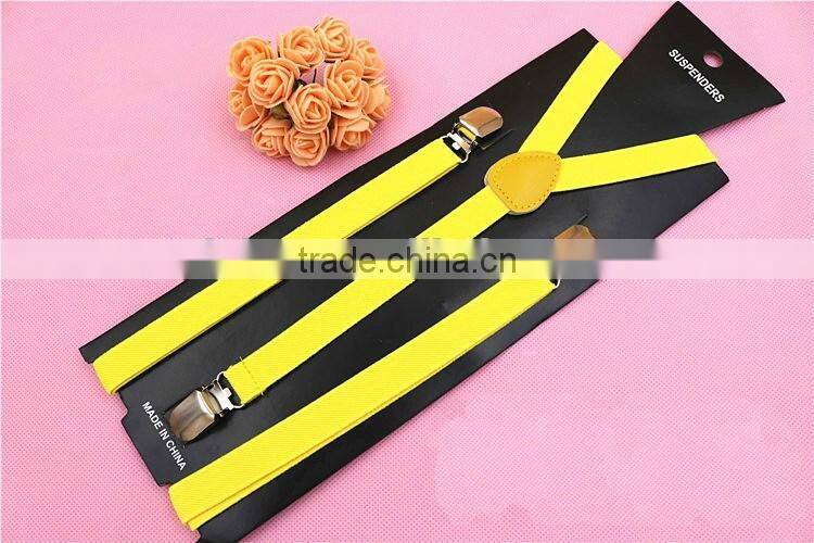 15 Colors 0.6 Inch Clip-on Suspenders Elastic Y-Shape Adjustable Braces