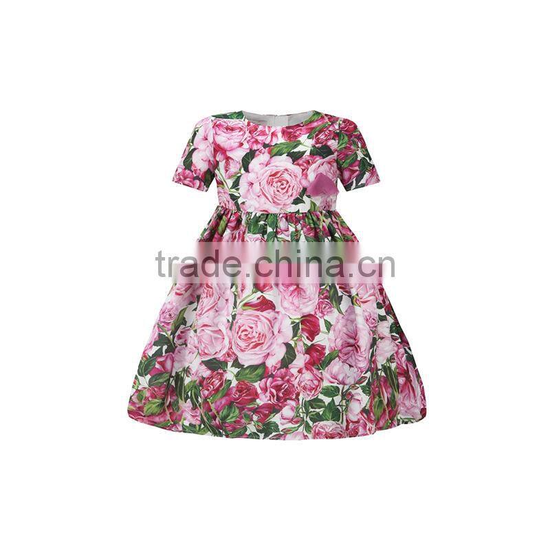 Mom and Daughter Short Dresses Floral Pink Skirt