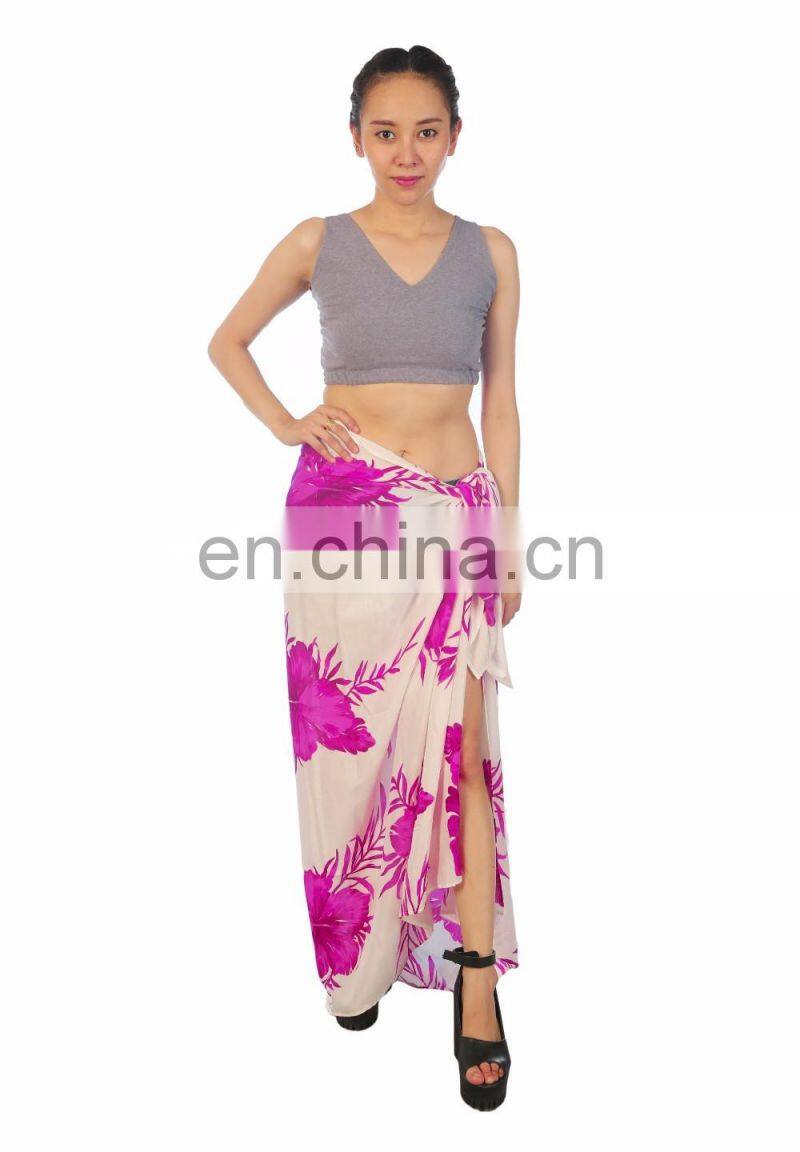 Lofbaz Women's Beach Pareo Sarong Fringeless Wrap Dress Rayon Sexy Cover-up Swimwear Summer