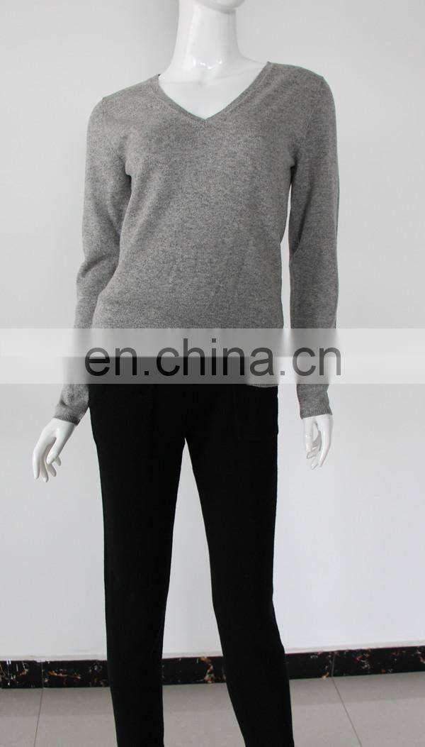 Sharrefun classical style v neck 12gg cashmere silk sweater