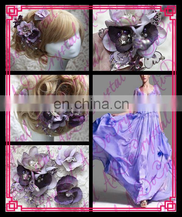 Aidocrystal lilac lace flower rhinestone flower headband bridal fascinators