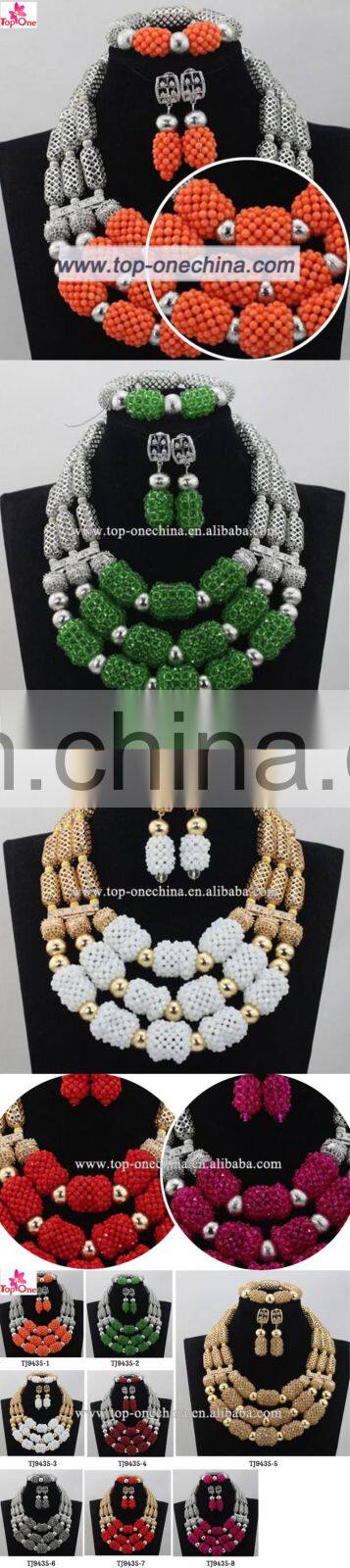 Bridal Wedding Beads Jewelry Set African Women Coral Beads Necklace Set for Party Costume Handcraft Jewelry Set