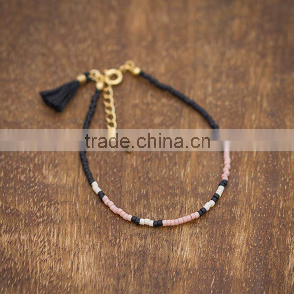 black seed bead wrap bracelet for girl