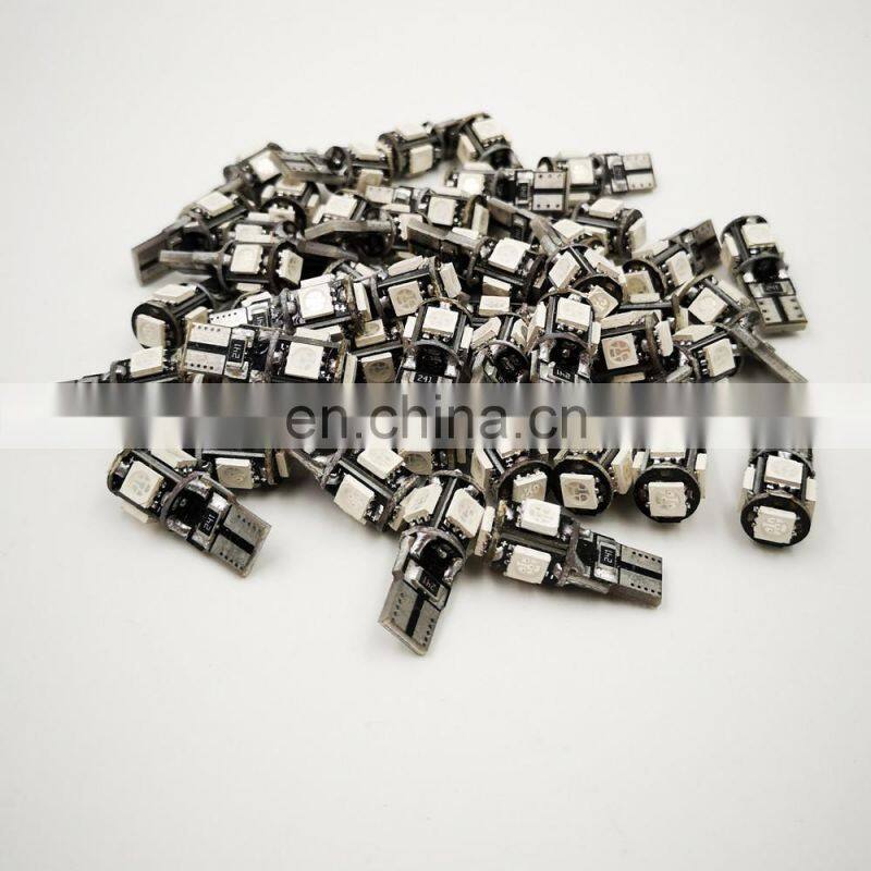 30PCS T10 Canbus White Blue Red Yellow Pink Green Ice Blue 5smd Car Light W5w 194 168 Error Bulbs DC 12V Wedge Lamp Parking Lamp