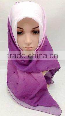 S872 newest voile hijab 100*100cm pearl muslim square scarf head