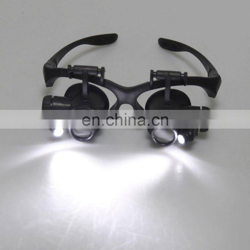 Hot 10X 15X 20X 25X magnifying Glass Double LED Lights Eye Glasses Lens Magnifier Loupe Jeweler Watch Repair Tools
