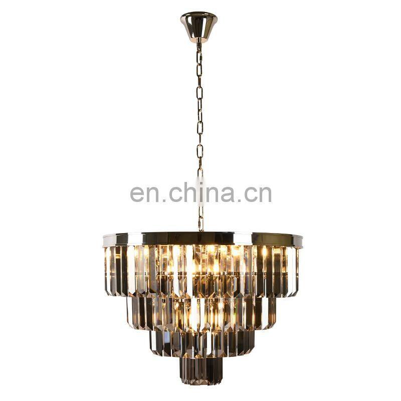 Postmodern K9 Copper Crystal Chandelier Simple Creative Livingroom For Pendant Light