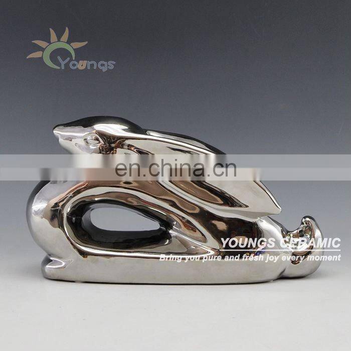 Ceramic Wine Bottle Silver Rabbit Holder