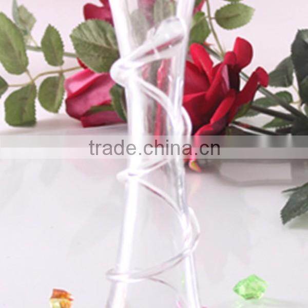 Clear handmade mouth blown wrapping dipped finish glass vase