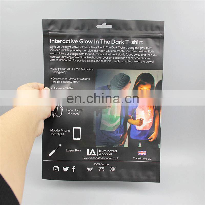 Custom printing with Logo stand up Clothing plastic Bags slider zipper bags