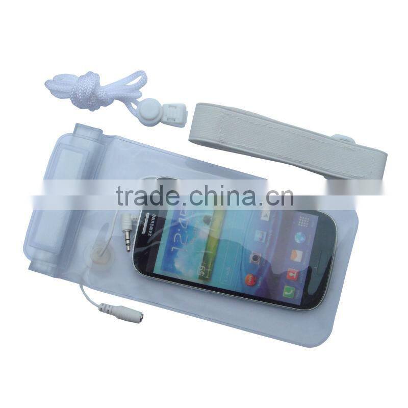 2012 Hot selling white waterproof bag for mobile phone with three waterproof zippers