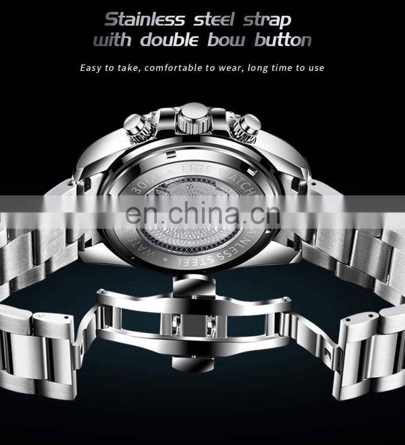 LIGE 8916 Business Watch Men Automatic Mechanical Tourbillon Luxury Fashion Stainless Steel Watches writs watches