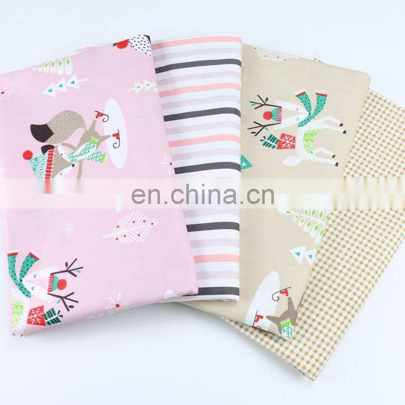 cartoon Christmas cloth scarf fox print baby quilt cover bed pure cotton fabric wholesale