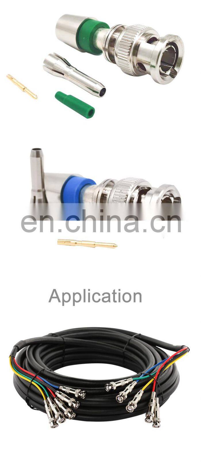 Colorful Copper Pin Male Compression BNC Connector 75ohm Suitable For 1.5C-2V RG179 RGB Cable