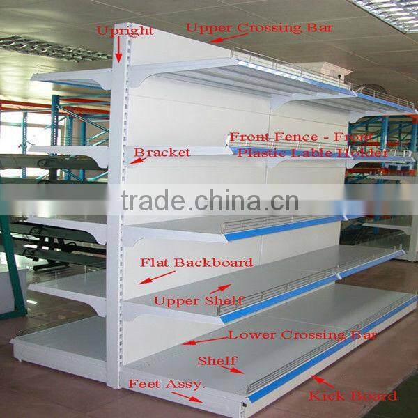 powder coated store shelf gondola grocery shelving