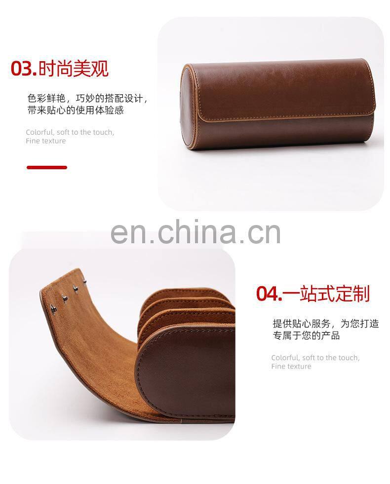3 Slots Watch Roll Travel Case Chic Portable Vintage Leather Display Watch Storage Box Slid in Out Watch Holder Organizer