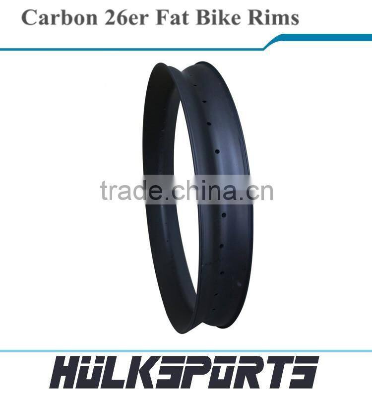 High-end 26er fat bike carbon wheelset 3K/UD 80 mm fatbike rims 18mm profile depth carbon hooklesse/clincher mtb rim