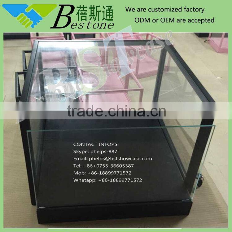 Lockable clear white tempered glass storage box with lid