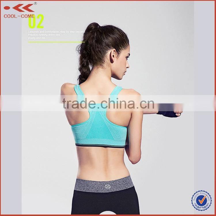 Wholesale Grey Zipper Breath Women Polyester Sports Bra