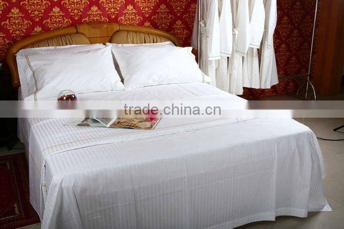 hotel embroidered cotton stripe bed sheet sets