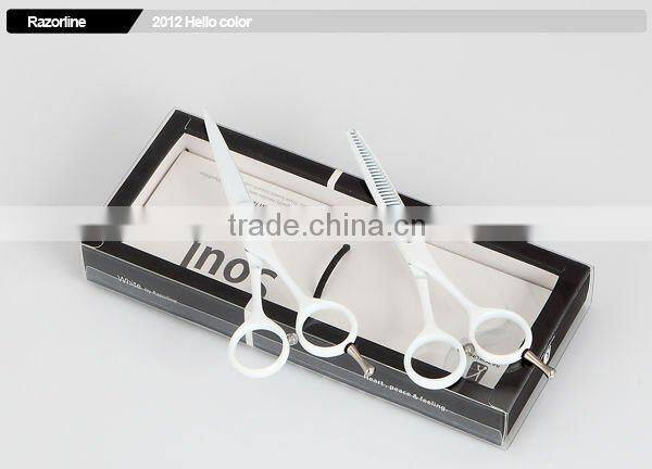 R8 WHITE/ Teflon coating/ Stainless steel/ Beauty supply/ Hairdressing scissor