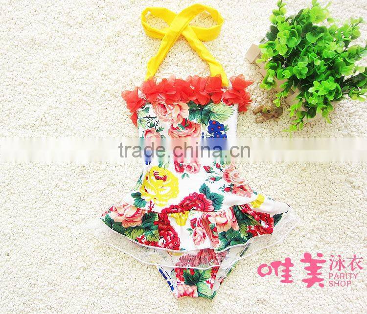 2015 Hot Sale Kids Bikini With Hat Soft Wear Children Swimwear For Girls Kids Swimwear