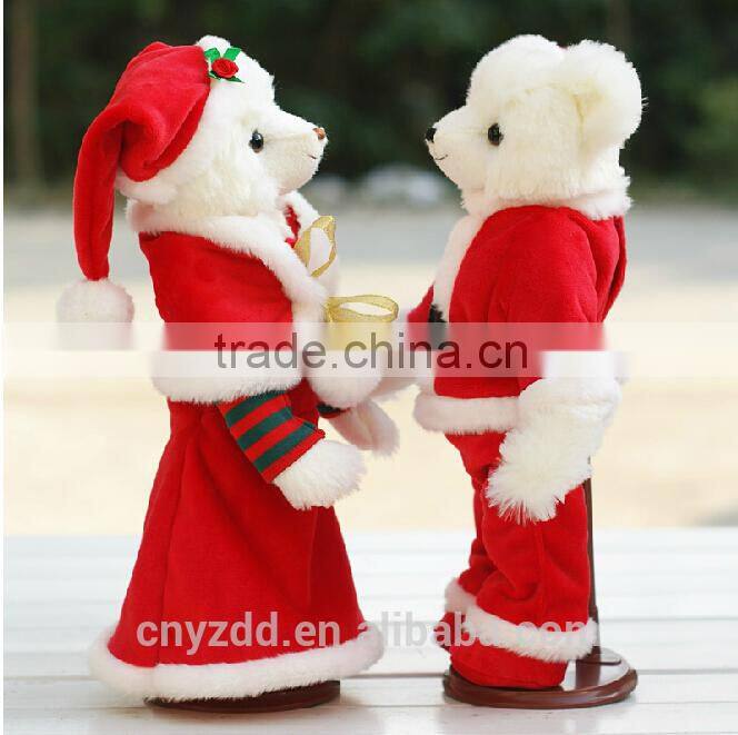 Plush Couple Christmas Teddy Bear/Wedding Teddy Bear Wearing Christmas Dress
