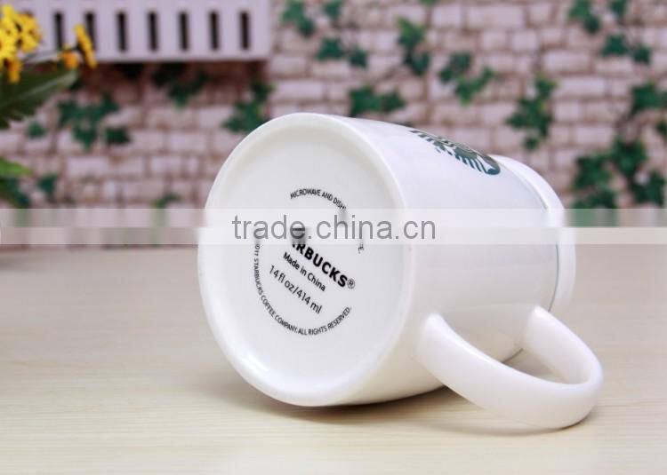 14oz new bone china ceramic starbuck coffee mugs/cups with silicone lid