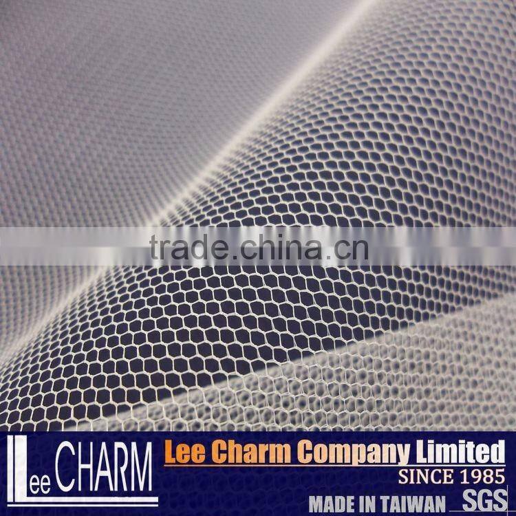 Taiwan 100 Polyester 30D Hexagon Soft White Tulle Net Fabric