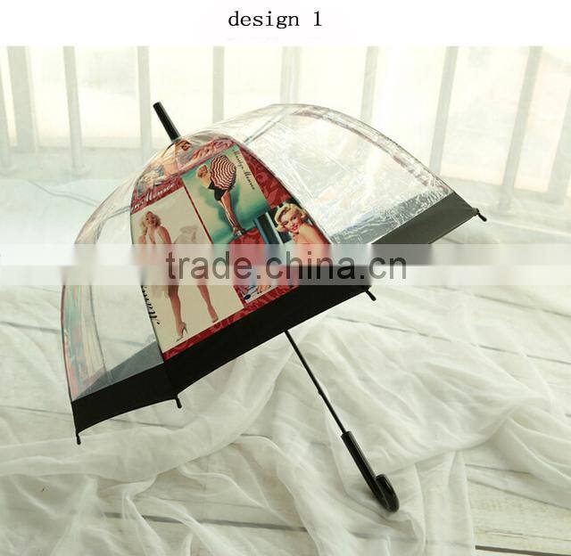 Fashion pvc transparent sex beautiful girl picture umbrella