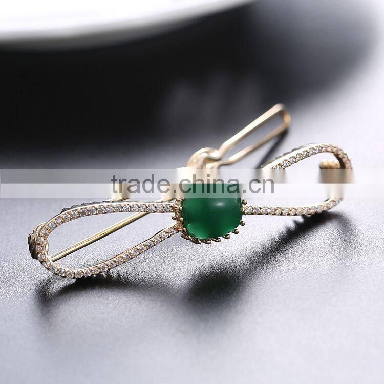 Neoglory Accessories Beautiful Green and Blue Zircon Crystal Vertical Clip Hair Pin