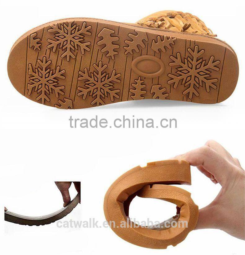 Fashion winter snow boots woman wedge boots tassel boots light brown color three color option