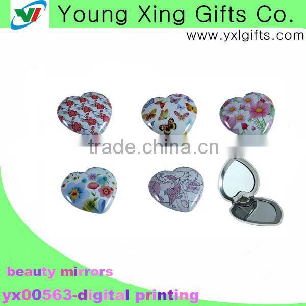 Aluminum digital pretty heart shape pocket mirror
