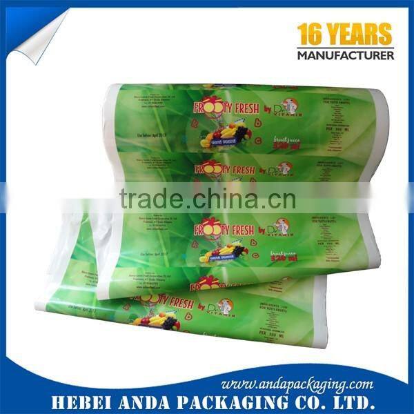 plastic film roll for water sachet 500ml/pure water plastic packaging/450ml juice packaging bag
