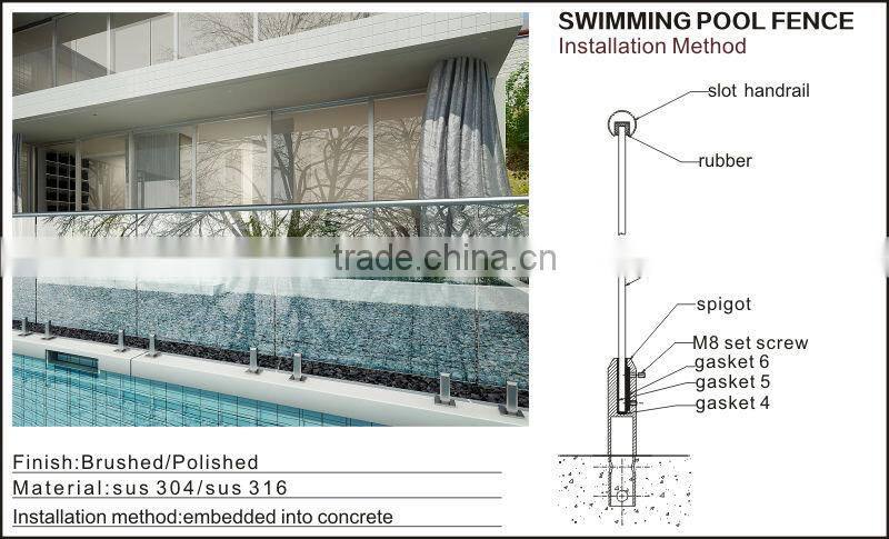 interior frameless glass railing/clamp for glass railings