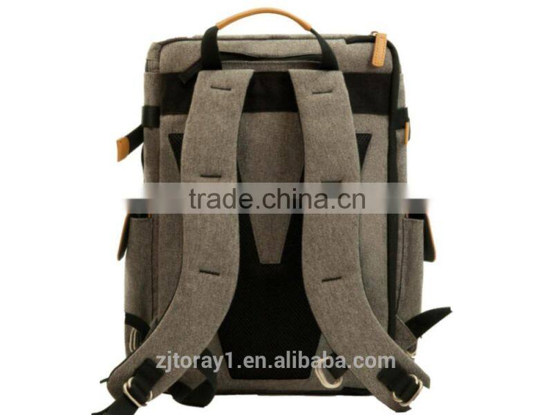 Vintage Grey Canvas Camera Laptop Backpack