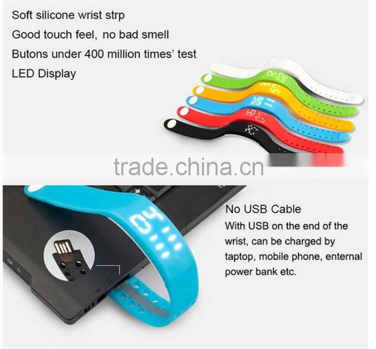 3D Calorie Pedometer USB Silicon Wristband Smart Watch with Sleep Monitor