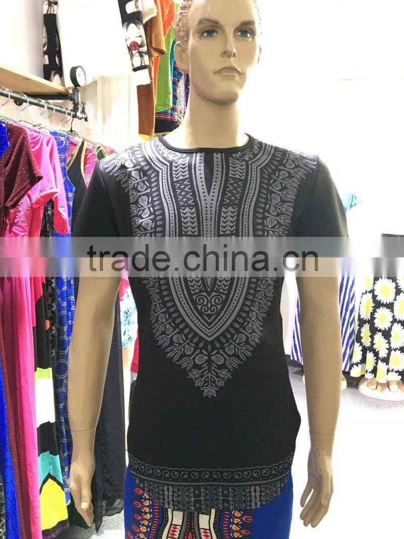 Wholesale dashiki supplier mens tall tee extra long side zip t shirt