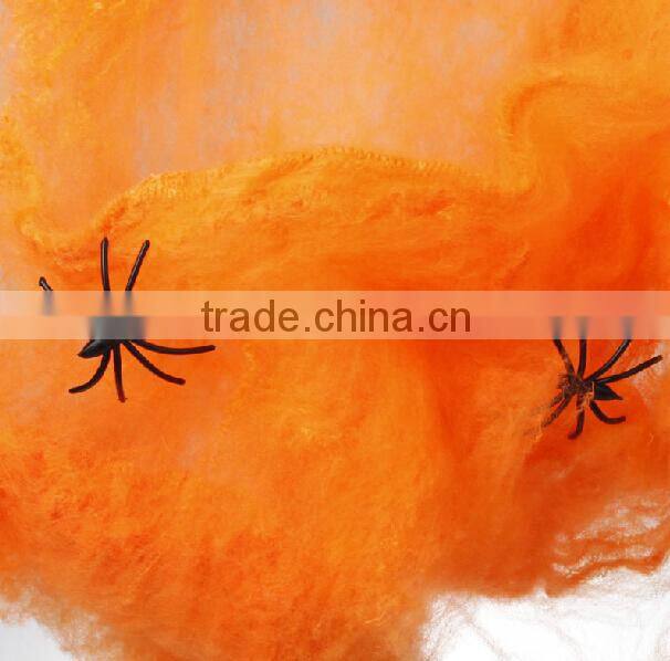 Spooky halloween decorative stretchable spider web with spiders