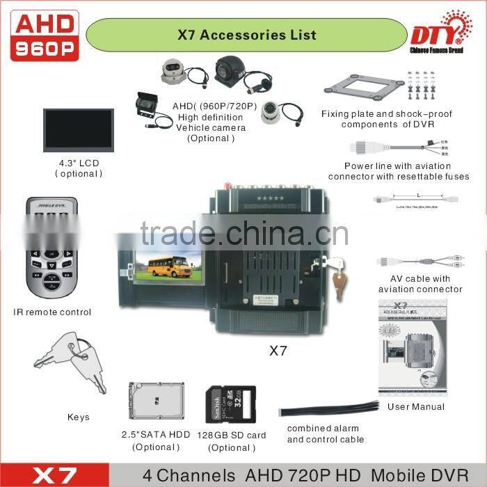 DTY 4H AHD H 264 mobile dvr for truck/ AHD DVR With built-in LCD screen