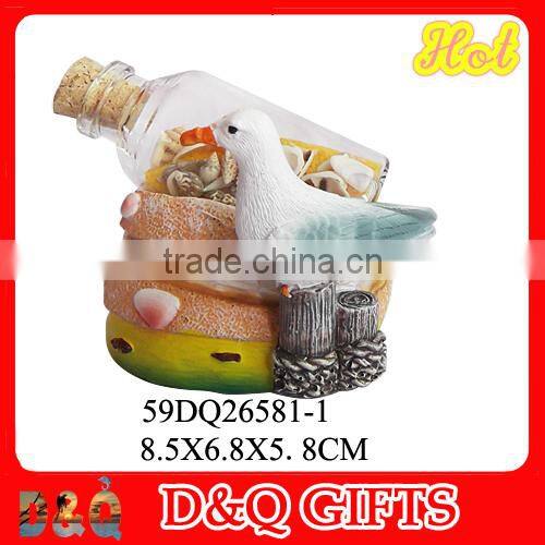 New design poly resin seagull sand bottle